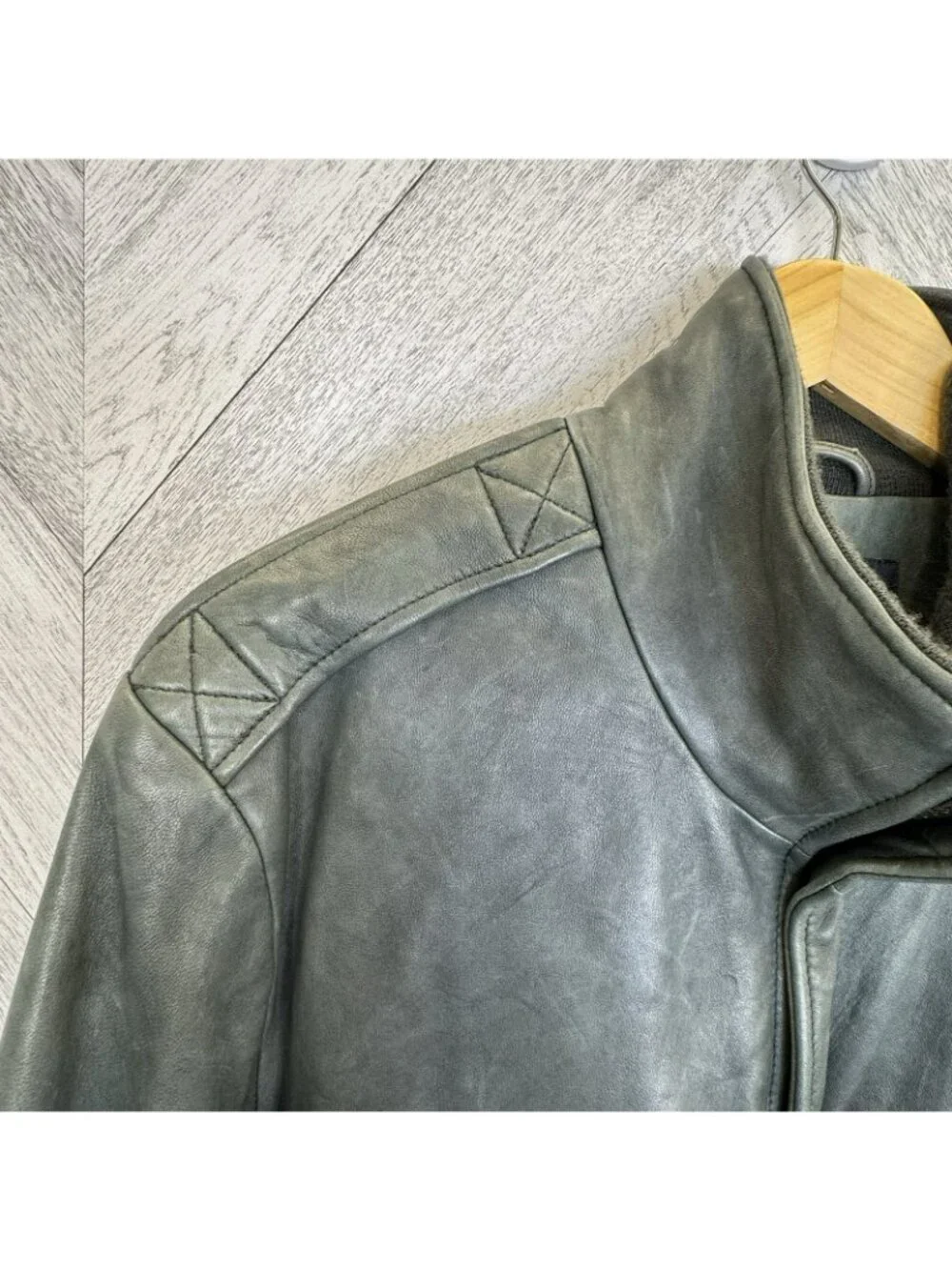 Vintage Banana Republic Leather Bomber Jacket Mens Large Green Flight Aviator